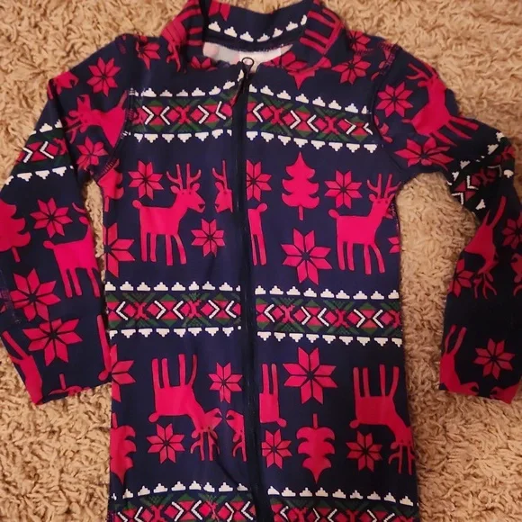 Hanna Andersson Red and Navy Kids One Piece 12-18 Months - Picture 4 of 6